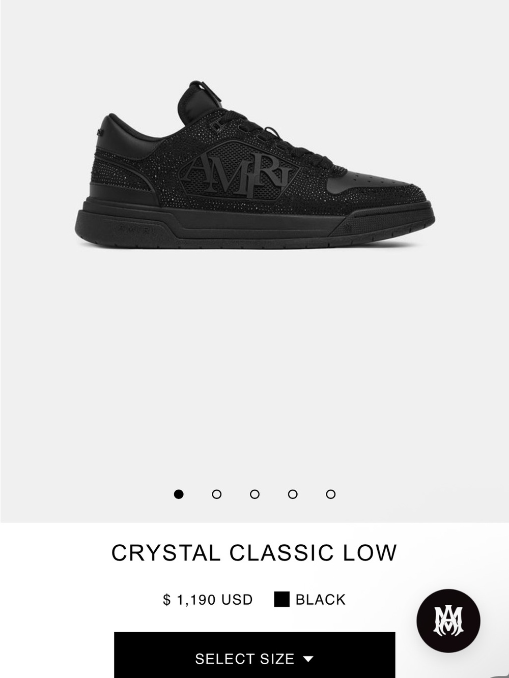 AMIRI Crystal Classic Low Sneakers in Black